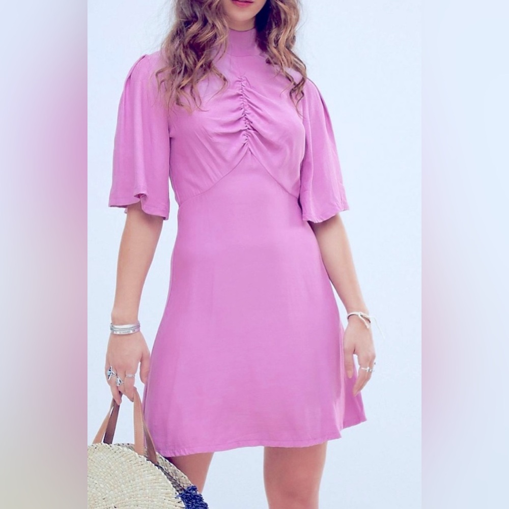 Free People Dress Be My Baby Pink Mock Neck